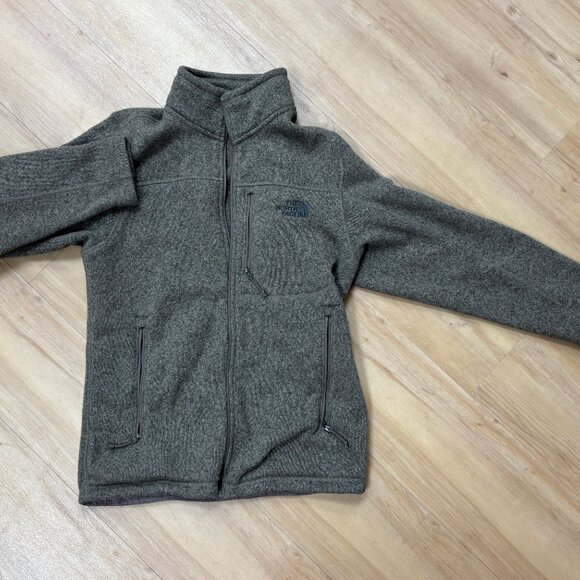 The North Face Full Zip Light Brown Heathered Fleece Mens Medium - Picture 2 of 12